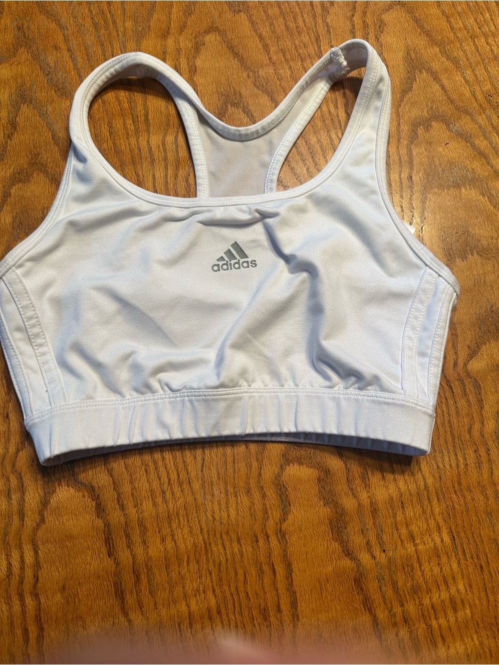 adidas White Lightweight Training Sports Bra with Logo Tag